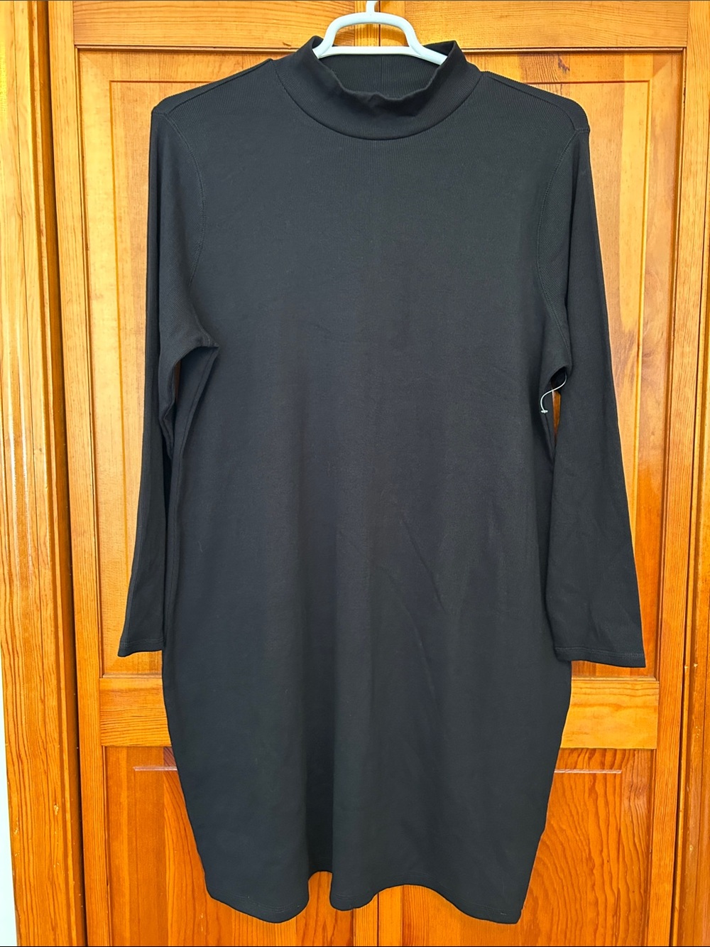 Old Navy Black Long-Sleeve Mock Neck Ribbed Dress 2X New
